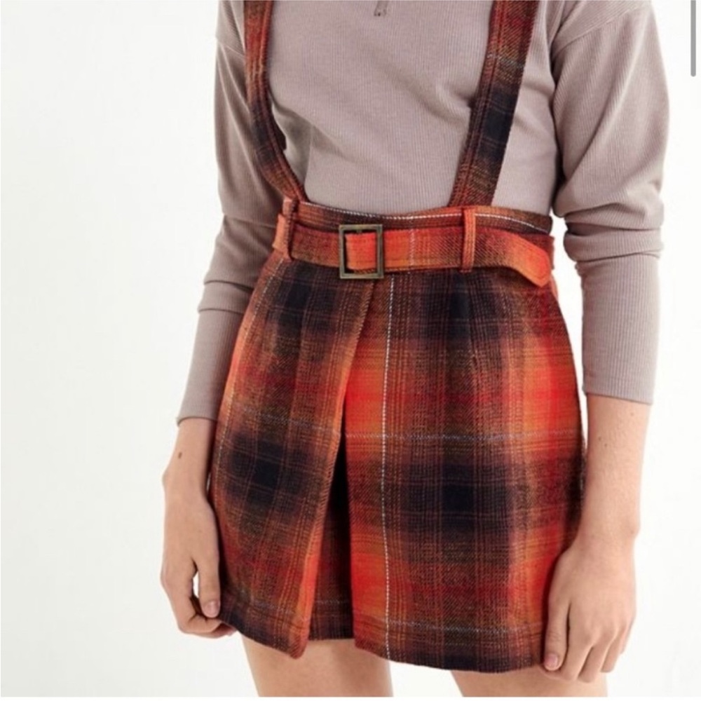 URBAN OUTFITTERS Overall Suspenders Tartan Mini Skirt - Picture 1 of 8